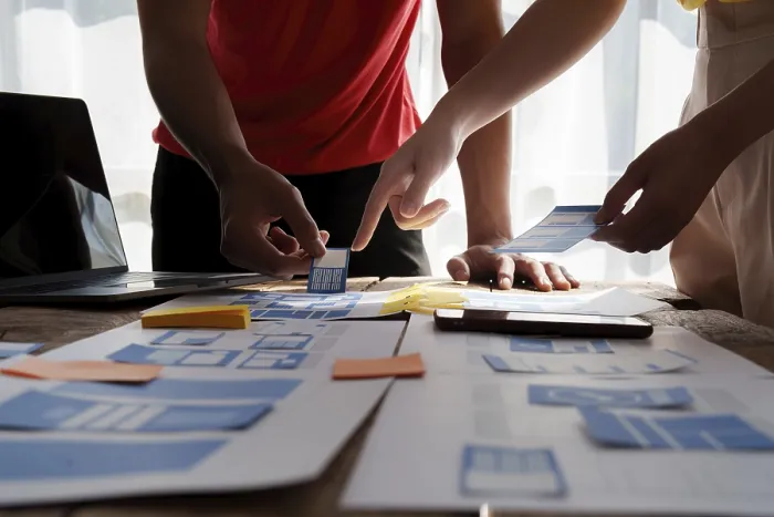 Framed Print : UX Designers Brainstorming at Modern Office Print Framed Print : UX Designers Brainstorming at Modern Office Print
