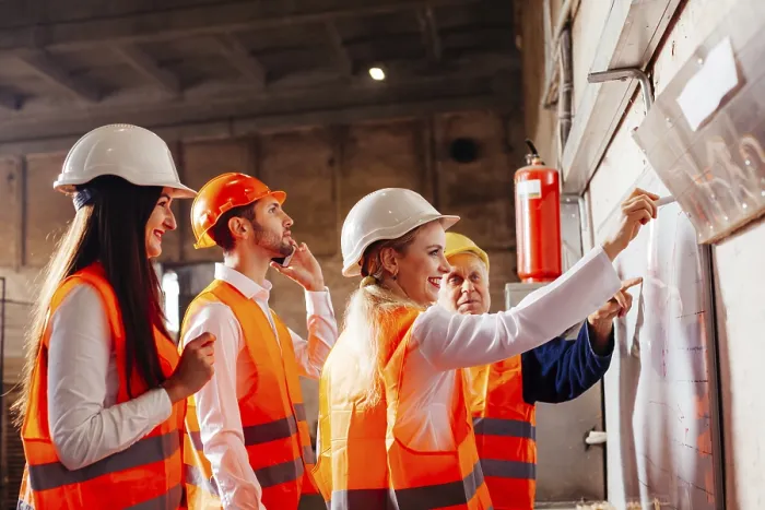 Framed Print : Workers Plan Work Near Flip Chart Print Framed Print : Workers Plan Work Near Flip Chart Print