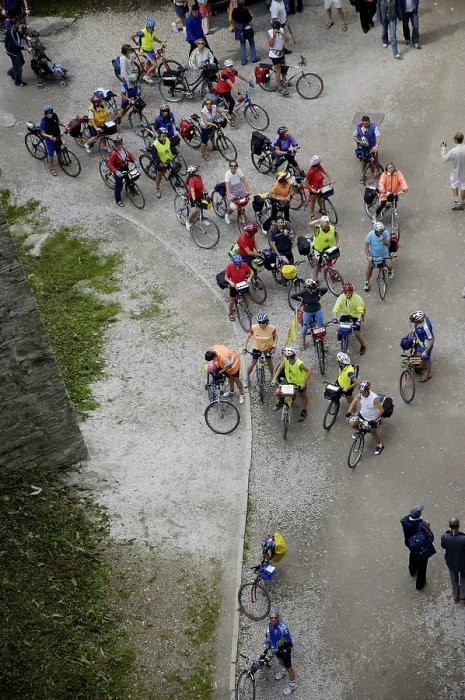 Framed Print : Group of Cyclists Seen from Above Print Framed Print : Group of Cyclists Seen from Above Print