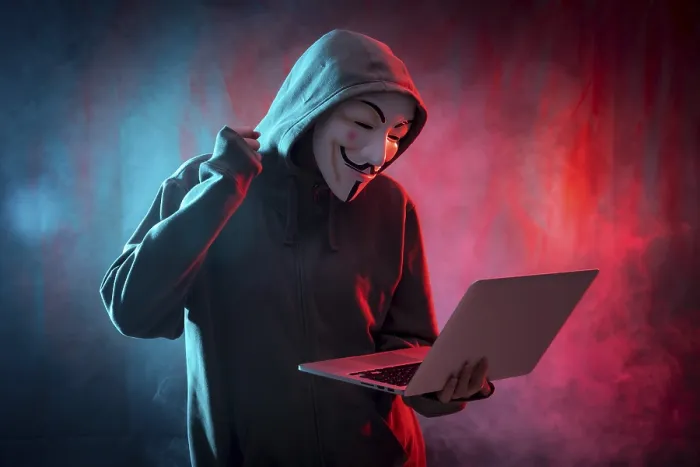 Framed Print : Hacker with Anonymous Mask Print