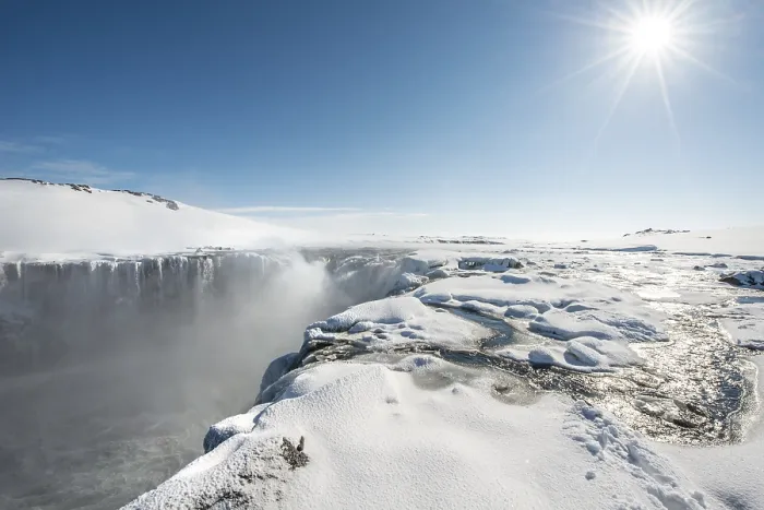 Framed Print : Hafragilsfoss Waterfall in Winter Print, Iceland