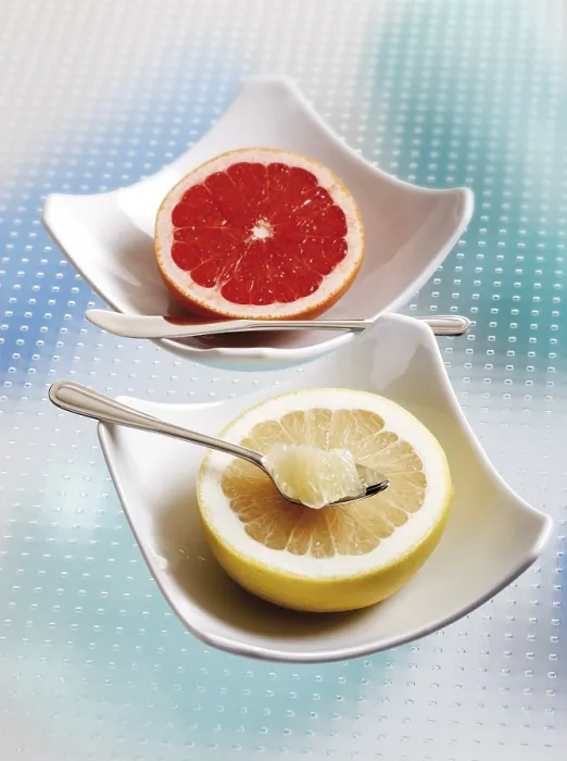 Framed Print : Half Grapefruit in Porcelain Bowls Print Framed Print : Half Grapefruit in Porcelain Bowls Print