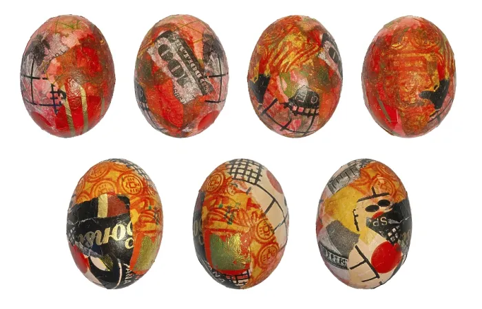 Framed Print : Hand Painted Easter Eggs with Gold Leaf Print, Germany Framed Print : Hand Painted Easter Eggs with Gold Leaf Print, Germany