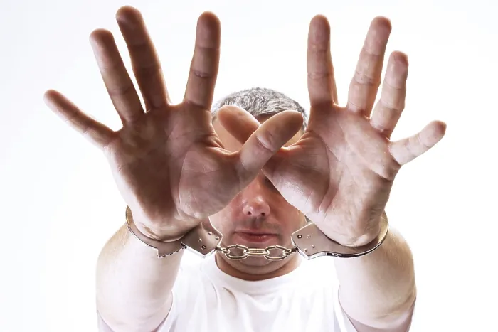 Framed Print : Handcuffed Man Print Framed Print : Handcuffed Man Print