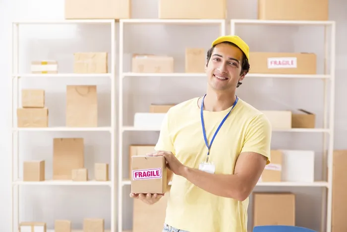 Framed Print : Handsome Contractor Box Delivery Print Framed Print : Handsome Contractor Box Delivery Print