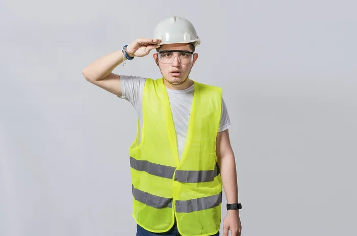Framed Print : Handsome Engineer Looking into the Distance Print Framed Print : Handsome Engineer Looking into the Distance Print