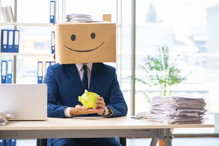Framed Print : Happy Man Print with Box for Head Framed Print : Happy Man Print with Box for Head