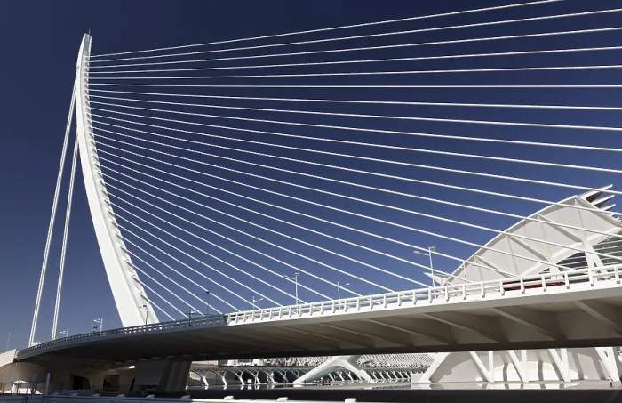 Framed Print : Harp-shaped Cable-Stayed Bridge Print, Valencia, Spain Framed Print : Harp-shaped Cable-Stayed Bridge Print, Valencia, Spain