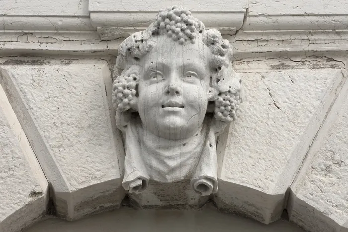 Framed Print : Venetian Print: Head of a Bacchus above a gate Framed Print : Venetian Print: Head of a Bacchus above a gate