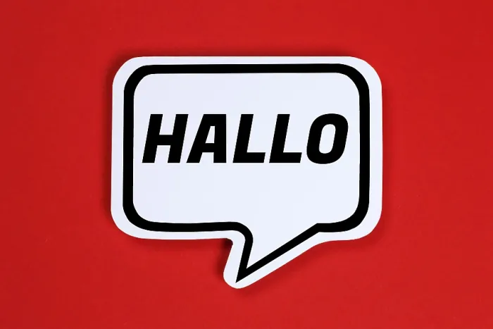 Framed Print : Hello in Speech Bubble Print Stuttgart Germany Framed Print : Hello in Speech Bubble Print Stuttgart Germany