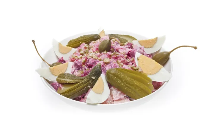 Framed Print : Herring Salad with Red Beetroot Print