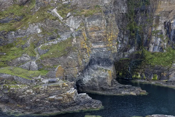 Framed Print : Hidden Waterfall at Elephant Cliffs, Scotland Print Framed Print : Hidden Waterfall at Elephant Cliffs, Scotland Print