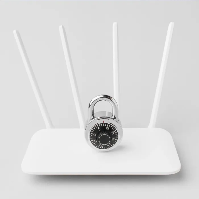Framed Print : High Angle Internet Router with Lock Print Framed Print : High Angle Internet Router with Lock Print