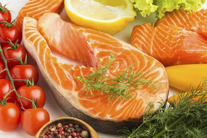 Framed Print : High Angle Print of Salmon Vegetables Framed Print : High Angle Print of Salmon Vegetables