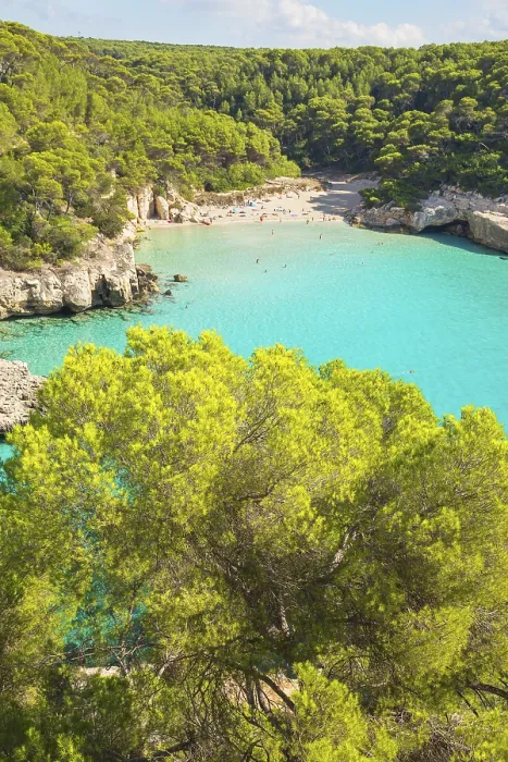 Framed Print : High Angle View of Cala Mitjana Print, Menorca, Spain Framed Print : High Angle View of Cala Mitjana Print, Menorca, Spain