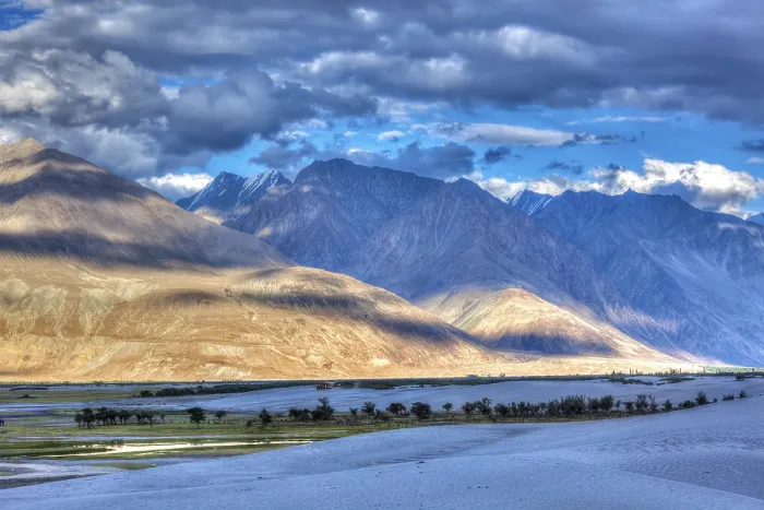 Framed Print : High Dynamic Range Print, Hunder Sand Dunes, Ladakh, India Framed Print : High Dynamic Range Print, Hunder Sand Dunes, Ladakh, India