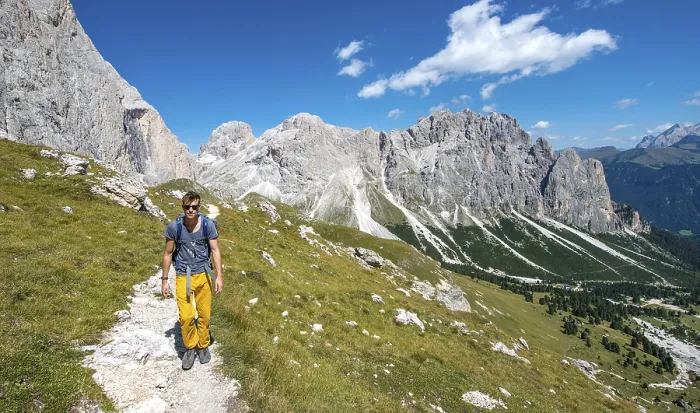 Framed Print : Hiker at the Rosengarten-Group, Dolomites Print Framed Print : Hiker at the Rosengarten-Group, Dolomites Print