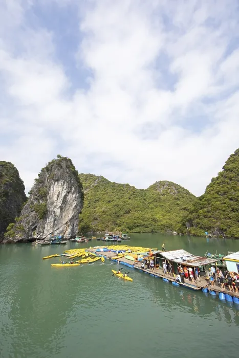 Framed Print : Halong Bay Kayak Queue Print Framed Print : Halong Bay Kayak Queue Print