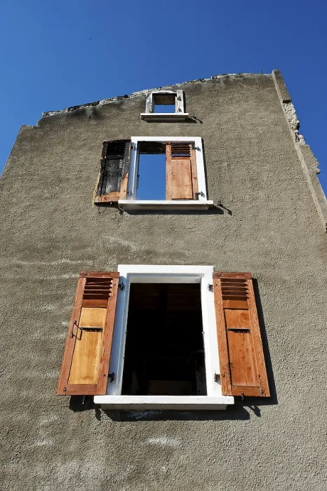 Framed Print : Dilapidated House Facade Print Framed Print : Dilapidated House Facade Print