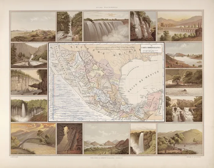 Framed Print : Hydrographic Map of Mexico Print, 19th-Century Illustration Framed Print : Hydrographic Map of Mexico Print, 19th-Century Illustration