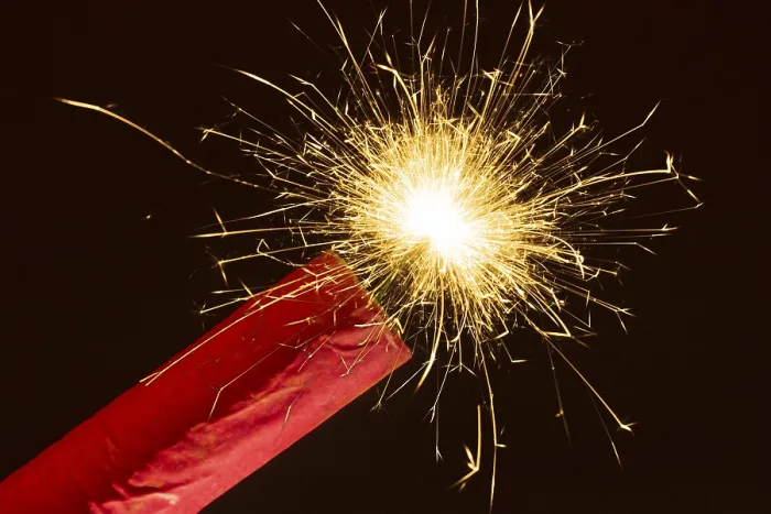 Framed Print : Ignited Firework Print with Burning Fuse Framed Print : Ignited Firework Print with Burning Fuse