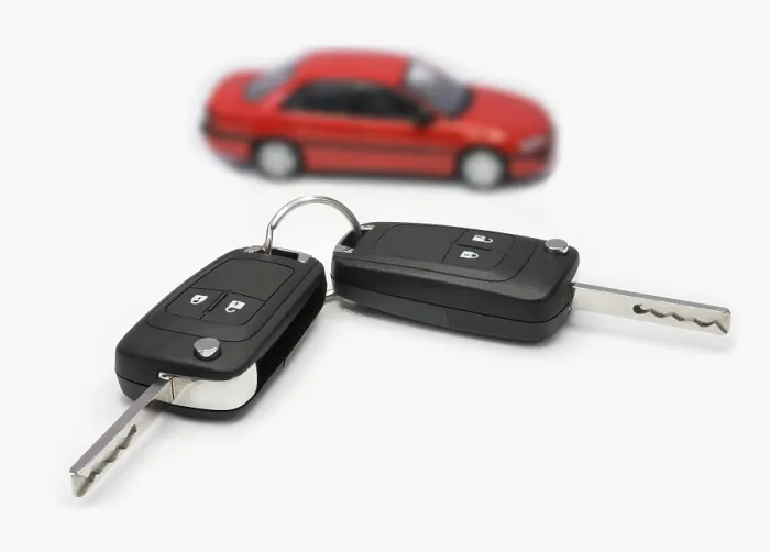 Framed Print : Ignition Keys with Car Print