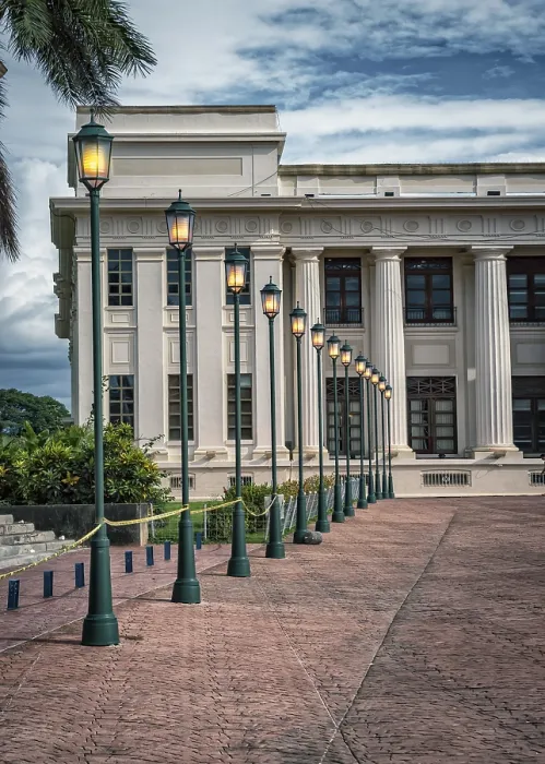 Framed Print : Lit Lantern Poles Print Framed Print : Lit Lantern Poles Print