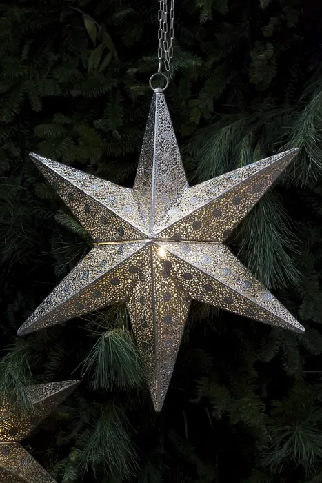 Framed Print : Silver Christmas Star Print