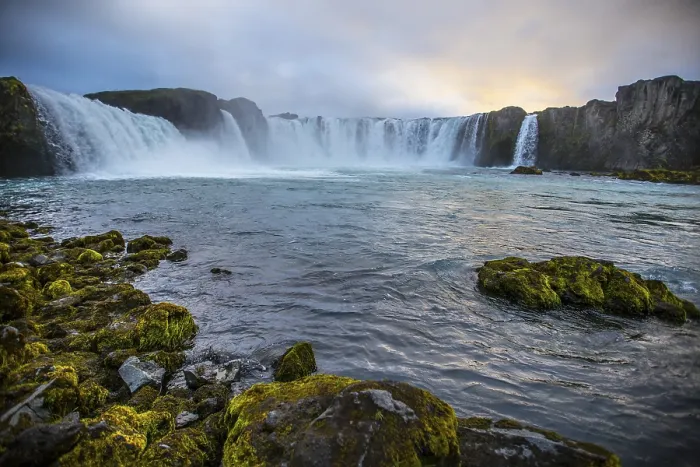 Framed Print : The impressive Godafoss waterfall from below. Iceland print Framed Print : The impressive Godafoss waterfall from below. Iceland print
