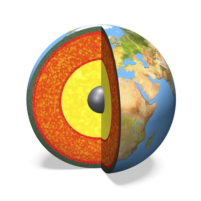 Framed Print : Internal Structure of the Earth Print, 3D Illustration