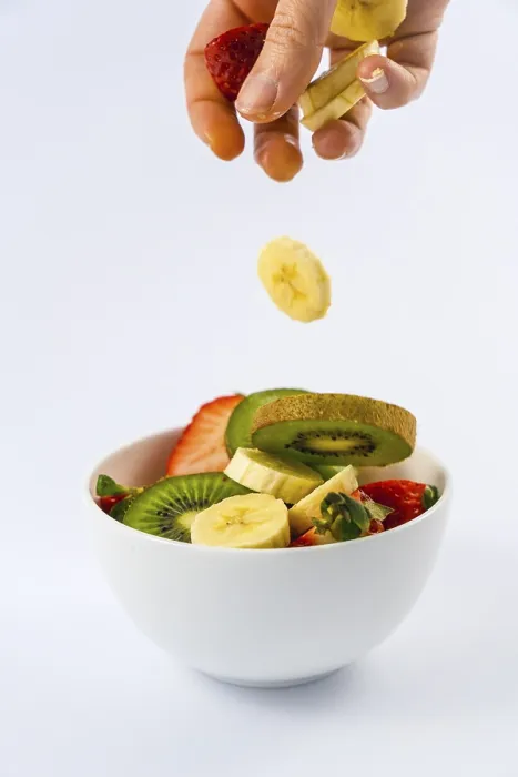 Framed Print : Introducing ingredients from above, fruit salad print Framed Print : Introducing ingredients from above, fruit salad print