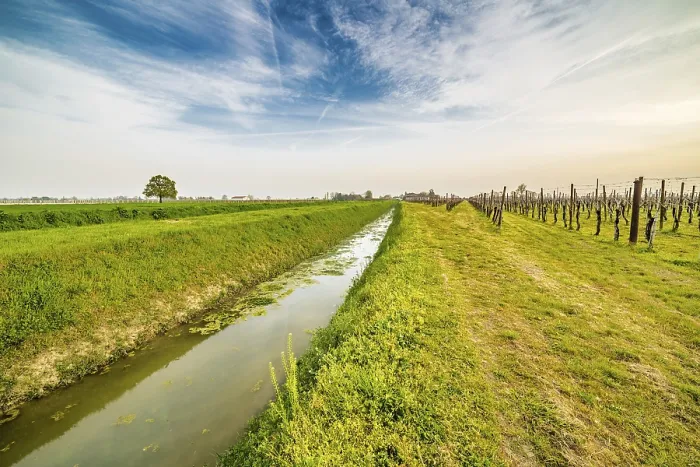 Framed Print : Irrigation Canal Print in Romagna Countryside Framed Print : Irrigation Canal Print in Romagna Countryside