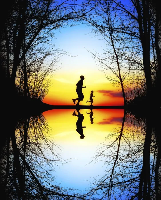 Framed Print : Jogging at Sunset Print Framed Print : Jogging at Sunset Print