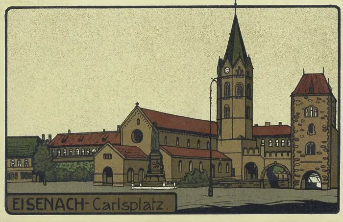 Framed Print : Karlsplatz in Eisenach Print, circa 1910 Framed Print : Karlsplatz in Eisenach Print, circa 1910