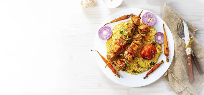 Framed Print : Kebabs with Vegetables and Bulgur Print Framed Print : Kebabs with Vegetables and Bulgur Print