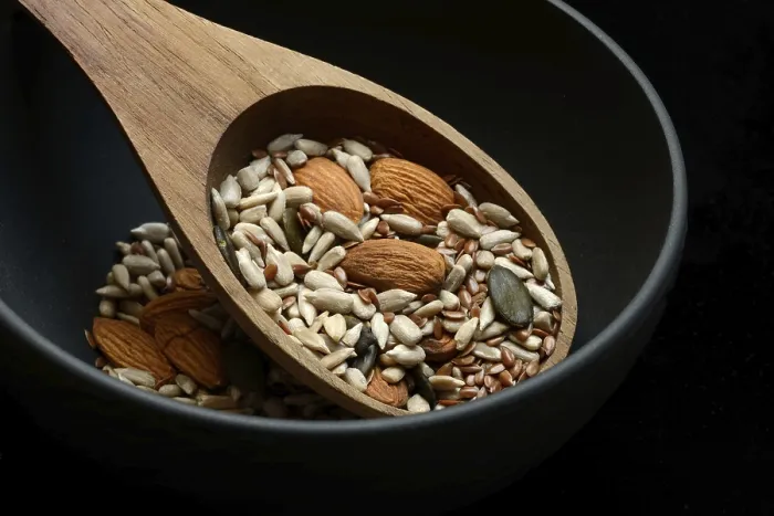 Framed Print : Almond Kernels and Seed Mix Print Framed Print : Almond Kernels and Seed Mix Print