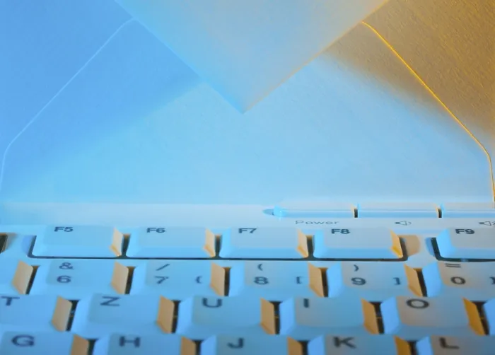 Framed Print : Print of The keyboard of a computer and an envelope, Austria