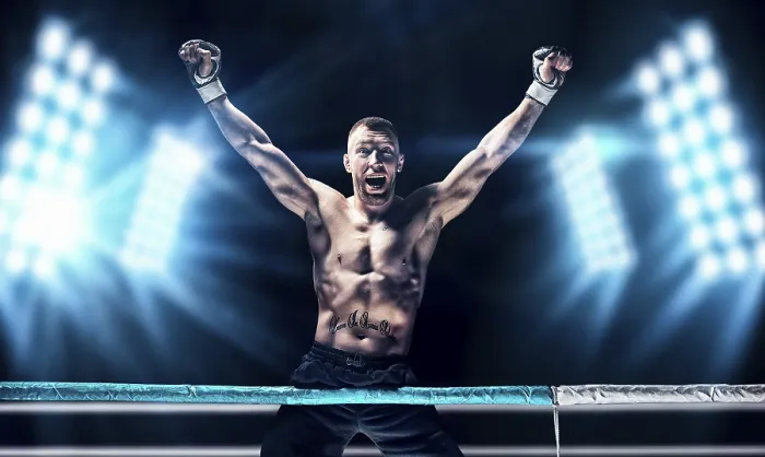 Framed Print : Kickboxer in Victory Pose Print Framed Print : Kickboxer in Victory Pose Print