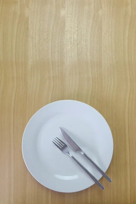 Framed Print : Knife, Fork and Dinner Plate Print Viewed from Above Framed Print : Knife, Fork and Dinner Plate Print Viewed from Above