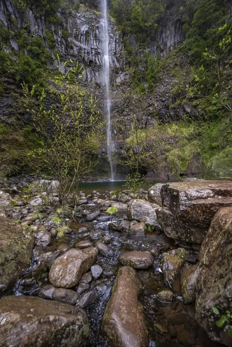Framed Print : Lagoa do Vento with Upper Risco Waterfall Print, Madeira, Portugal