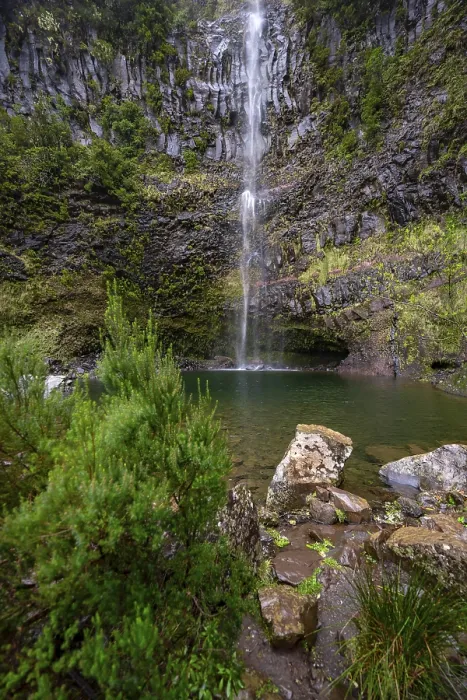 Framed Print : Lagoa do Vento with Upper Risco Waterfall Print, Madeira, Portugal