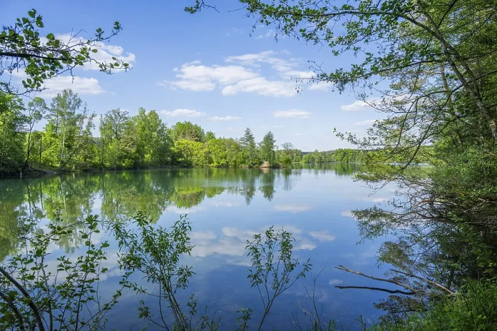 Framed Print : Lake with Reflection of Landscape Print, Franconia, Bavaria Framed Print : Lake with Reflection of Landscape Print, Franconia, Bavaria
