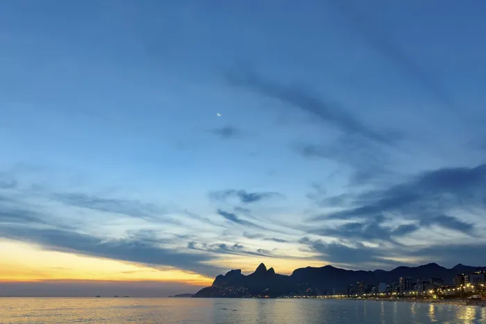 Framed Print : Landscape of Arpoador Beaches Print, Rio de Janeiro at Dusk Framed Print : Landscape of Arpoador Beaches Print, Rio de Janeiro at Dusk