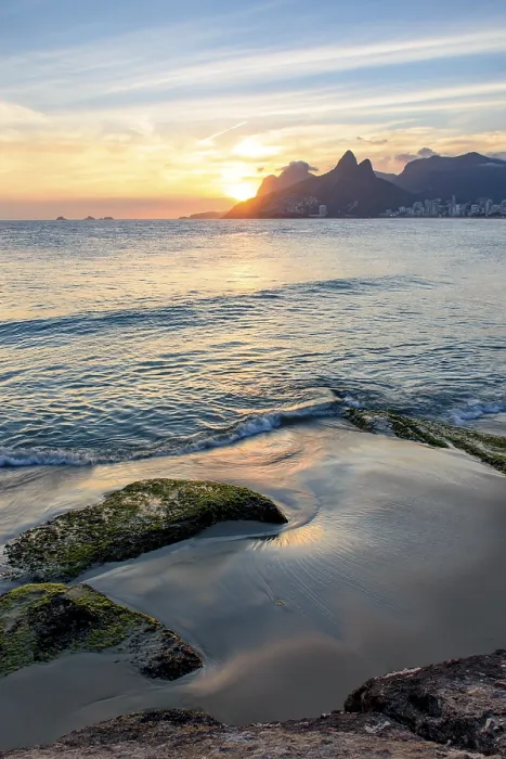 Framed Print : Landscape Print of Rio de Janeiro Beaches at Dusk Framed Print : Landscape Print of Rio de Janeiro Beaches at Dusk