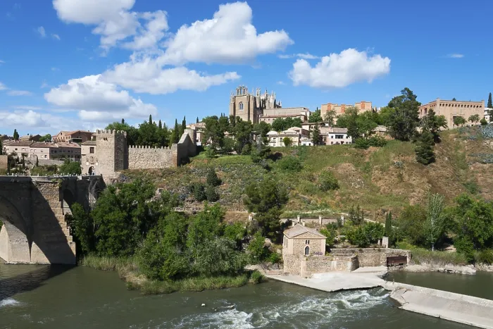Framed Print : Landscape with River and Bridge Print, Toledo, Spain Framed Print : Landscape with River and Bridge Print, Toledo, Spain
