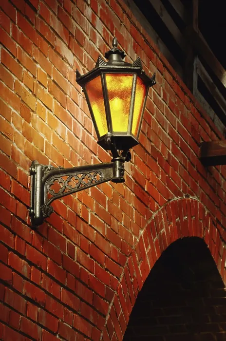 Framed Print : Lantern on the Red Brick Wall Print
