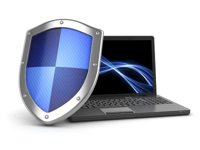 Framed Print : High-Resolution Laptop and Shield 3D Print