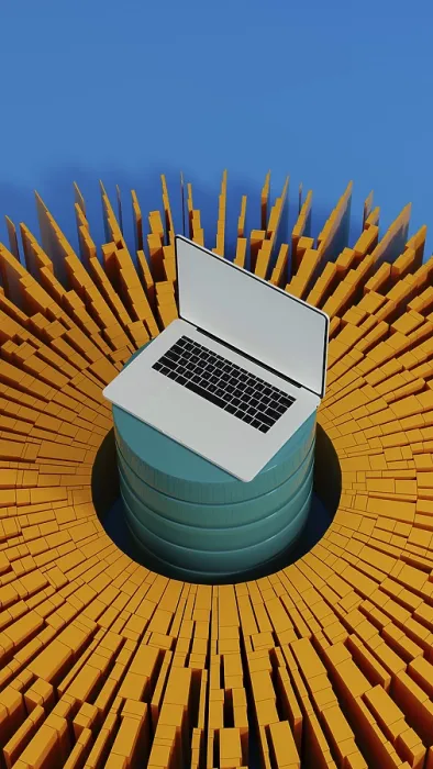 Framed Print : AI Network Print: Laptop in Data Elements Framed Print : AI Network Print: Laptop in Data Elements