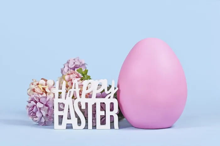 Framed Print : Large Pink Easter Egg Print on Blue Background Framed Print : Large Pink Easter Egg Print on Blue Background