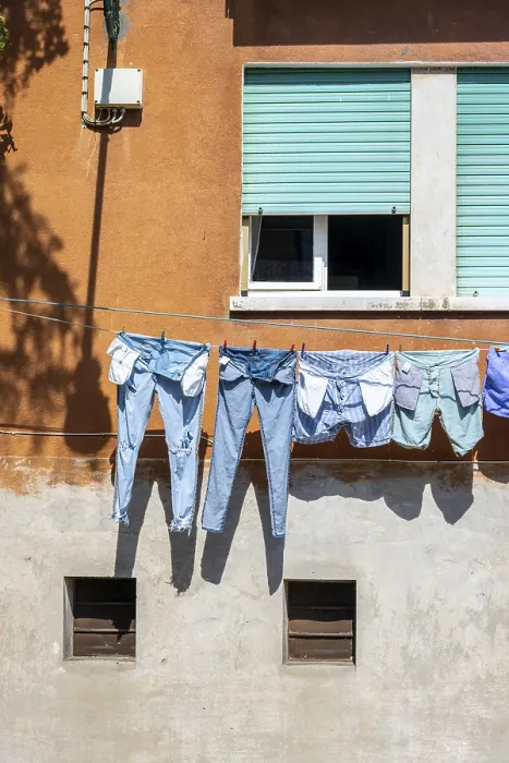 Framed Print : Laundry Drying on a Clothesline Print, Burano Island, Italy Framed Print : Laundry Drying on a Clothesline Print, Burano Island, Italy